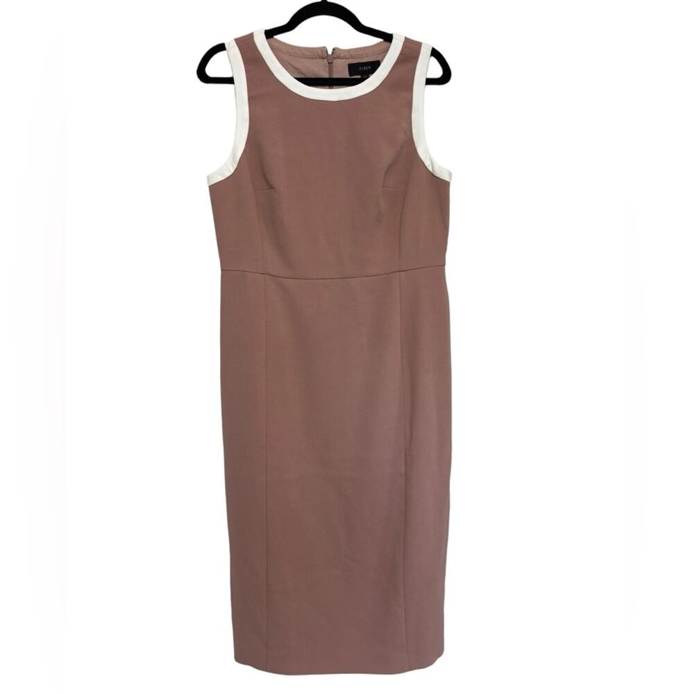 J. Crew Sheath Dress in Four-Season Stretch in Mauve Pink and White - Size 10